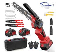 Mini Motosierra Bateria 6 y 8 Pulgadas, 8000mAh Motosierra Eléctrica, 1300W Motor Sin Escobillas Motosierras de Mano, Minimotosierras de Batería para Jardinería, Compatible con las Baterías de Makita