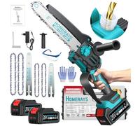 Mini Motosierra Bateria 8000mAh, Homerays 6 y 8" motosierra Inalámbrica con Engrasador Automáticopara y 2 * 4000mAh Baterías, Motosierra Inalámbrica Portátil para Podar Árboles de Jardinería