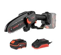Mini Motosierra Batería DMS-200BC - Motor Brushless 20V, 5.300 RPM - Motosierra Eléctrica Pequeña Compacta, Guía 15 cm, Cadena 7,9 m/s, Engrase Automático - con Bateria 4Ah y Cargador - Por Dnipro-M