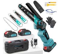 Mini Motosierra Bateria, Motosierra Eléctrica 6 Pulgadas 1000W Sin Escobillas 2 Baterías 2000mAh con Depósito Para El Aceite, Sierra Electrica, Motosierra de Mano para Podar Arboles de Jardinería