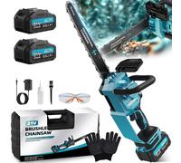 "Mini motosierra con 2 baterías, 2*4000mAh. Pequeña motosierra eléctrica, 1800W, para cortar ramas. Motosierra eléctrica a batería, para cortar árboles. Mini motosierra eléctrica para jardines."