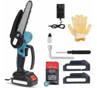 Mini motosierra de 21V, incluye 2 baterías LED – Ancho de corte de 15 cm – Incluye 2 cadenas – Sierra de poda – Compatible con baterías Makita – Sierra de poda