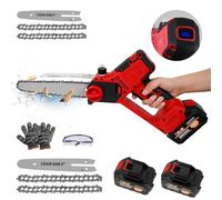 Mini motosierra de 8 y 6 pulgadas, motosierra eléctrica mejorada sin escobillas con engrasador automático, motosierras eléctricas portátiles inalámbricas de mano para cortar árboles de madera, con 2