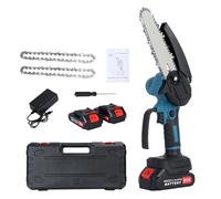 Mini motosierra eléctrica con 2 baterías de 1500mAh, motosierra portátil inalámbrica de 6 pulgadas con cerradura de seguridad, ideal para podar árboles, cortar madera y tamaño