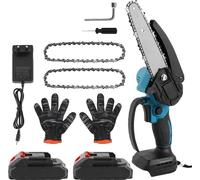 Mini motosierra, inalámbrica, diseño ergonómico, modelo A - 6 pulgadas (2 baterías)