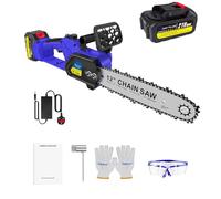 Mini motosierra inalámbrica sin escobillas de 12 pulgadas, 5000 W, cortador de madera con una sola mano, batería de 4.0 Ah y cargador, 2 cadenas para cortar madera, podar árboles, podar ramas