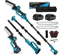 Mini motosierra telescópico de 6 pulgadas con batería, 21 V 4000 mAh | 2 unidades, sin escobillas, sistema de aceite automático, 2 en 1, sierra de podadora eléctrica con mango