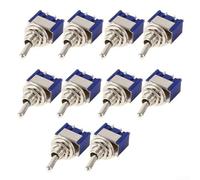 Mini para interruptor de palanca, interruptor SPDT, interruptor de encendido/encendido, 6A 125V CA, caja de metal, 3 pines para modelos de bricolaje, control industrial, paquete de 10