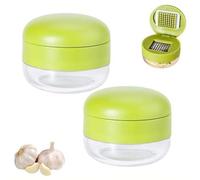 Mini picadora de ajo y prensa con recipiente de almacenamiento, cortador manual de ajos, mini picador de verduras portátil, procesador de alimentos de mano, gadget de cocina compacto para ajo