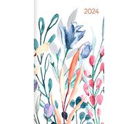 Mini planificador estilo Flower Meadow 2024 - Calendario de bolsillo 9 x 15 cm - Semanal - 64 páginas - 1 página 1 semana - Cuaderno de notas - Alpha Edition