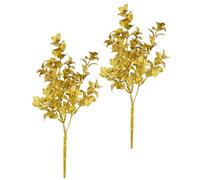 Mini rama de Ilex con purpurina, planta artificial, arbusto Ilex, rama decorativa, decoración navideña, coronas, coronas, guirnaldas, guirnaldas, ramas, decoración navideña, juego de 2 unidades