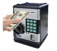 Mini Safe Bank niños - Banco de monedas digital, de ahorro electrónica, gadget de cuero, regalo de cumpleaños, dormitorio de la casa de juguete | Garantiza una manera segura y divertida de los