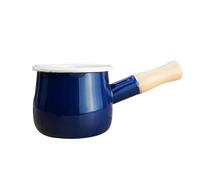 Mini sartén para leche, té, café, huevo, olla para hervir, olla esmaltada, sartén de leche con mango de madera, cacerola antiadherente de 512 ml, mini calentador de mantequilla (azul marino)