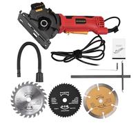 Mini sierra circular con cable de 580 W, 4,8 A, motor de cobre, velocidad sin carga de 3700 RPM, hojas de 3-3/8 pulgadas para baldosas de madera y metal blando, guía láser,