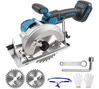 Mini sierra circular Makita 18 V compatible sin escobillas con 2 cuchillas (140 mm), motor de cobre puede 6200 rpm para trabajar la madera, metal (sin batería)