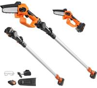 Mini sierra de cadena a batería - 20V - Barra telescópica de 2,43 m - Ideal para podar y recortar setos