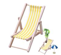 Mini Silla De Playa - Muebles Plegable de Madera para Casa De Popa | Dic | Silla Realista De Madera Y Tela Plegable, Compacta, Encantadora Decoración Miniatura Para Expositores De Oficina, Jard