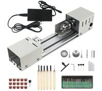 Mini torno de madera de 12-24V CC, bricolaje, carpintería, torno de perlas de Buda en miniatura, pulido de cuentas, herramienta rotativa de taladro de madera 220V-NoPower