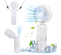 Mini Ventilador de mano con agua, Ventilador Portátil nebulizador, Batería de Litio Recargable Ventilador Pequeño, humidificación silenciosa, 4 Velocidades Con 20ml de Agua de Enfriamiento en Spray pa