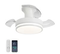 Mini Ventilador De Techo Retráctil Con Luz Y Mando A Distancia Silencioso Regulable Moderno Lámpara Ventilador Techo 3CCT Reversible 6 Velocidades Luz Ventilador Techo Para Dormitorio Cocina, Blanco