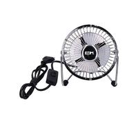 EDM Ventilador de Sobremesa Industrial Mini, Cromado, Ø10x15 cm, 4 Aspas, 525 m³/h, 15W, 54.7 dB, 220-240V, Oscilante