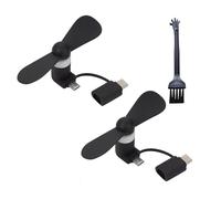 Mini Ventilador USB,Ventilador USB 2 En 1 Tipo C,2 En 1 Tipo C Micro USB Mini Fan Cooler Para Teléfonos Portable,Ventiladores De Teléfono Portátil USB (Negro*2 PCS)