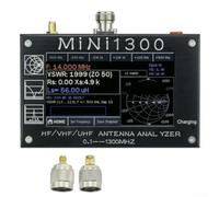 Mini1300 Vector Analizador de red 0-1300 MHz HF/VHF/UHF con pantalla táctil LCD de 4,3 pulgadas para medición SWR, pérdida de retorno y para antenas tdr, caja de metal, color negro