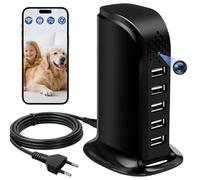 MiniCámara Espía 1080p, Cámara Oculta WiFi Cargador USB de 5 Puertos