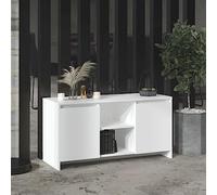 Minimalista con puertas y compartimentos para salón 102x37 5x52 5 cm Blanco | Mueble para TV madera contrachapada blanco 102x37,5x52,5 cm aparador con puertas almacenaje salón dormitorio resistente fácil