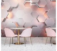 Minimalista Creativo Rosa Geométrico Hexagonal 3D Papel Pintado Pared Fácil Instalación Oficina Sala Estar Sofá Dormitorio TV Fondos Decoración-250cm×170cm