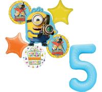 Minions - Suministros para fiesta de cumpleaños número 5, decoración de ramo de globos