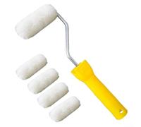 Minis - Juego de pinceles de rodillo de lana de 5 cm, 1 mango ergonómico de agarre suave con 4 cubiertas de rodillo de microfibra de repuesto para pintura de detalles de pared