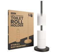 Minismus portarrollos Papel higienico de pie con Base ponderada para Uso Estable, portarrollos de Papel higiénico de Acero Inoxidable con Espacio para 5 Rollos de Repuesto, cómodo y práctico