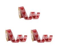 minkissy 6 Rollos De Cinta De Tela Corazon, Cinta De PoliéSter Con Corazones Para Envolver, DecoracióN De San ValentíN, 5 Metros Cada Rollo, Rojo