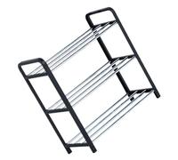 minkissy Organizador de Almacenamiento de Zapatos Estante para Zapatos de 3 Capas Negro PP y Acero, Multiusos, Ahorra Espacio y Estable para Dormitorio y Hogar