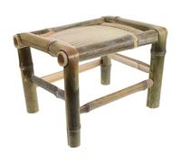 minkissy Taburete Pequeño de Bambú Hecho a Mano Diseño Vintage Clásico, Material Transpirable y Uso Versátil para Jardín y Balcón Exterior