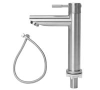 Minnhua Grifo Lavabo Agua Fria de SUS304 Cepillado Grifo Monomando Lavabo | Grifo de Lavabo Solo Agua Fría Cartucho Cerámico Conexión G3/8 Fácil de Instalar para Aseo y Garaje Baño Lavabo Tocador