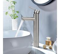 Minnhua Grifo Lavabo Alto Grifo de Baño de Acero Inoxidable 304 Cepillado | Grifo Baño Grifo Lavabo Grifo de Lavabo Alto Grifo Mezclador Baño Control de Agua Fría Y Caliente (Caño Alto 20cm)