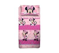 Minnie Mouse - Juego de sábanas para Cama Individual, Juego de sábanas de Disney, sábana encimera, sábana Bajera, Funda de Almohada, Rosa, Disney, 100% algodón, Producto Oficial