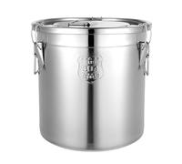 MINRS Cubo de 33 L con tapa, bidón hermético para alimentos, acero inoxidable, recipiente para cereales, cocina, acero inoxidable, cubo de harina, cubo de cocina con tapa y abrazadera de bloqueo