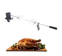 MINRS Pincho giratorio con motor de acero inoxidable Asador rotisserie Pincho giratorio eléctrico con pinza para carne Pincho giratorio para parrilla de gas Universalmente utilizable de acero