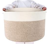 MINTWOOD Design Cesta decorativa extragrande de cuerda de algodón de 56 x 35,5 cm, cesta de manta para sala de estar, cesta de lavandería, tejida...