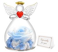 Miofula Rosa Eterna Regalo Mujer,Rosa Preservada Ángel Figura Regalos Originales para Mujer, Flores Preservadas Regalo Madre Mama Abuela Novia, Flor Eterna Regalo Cumpleaños Navidad Aniversario Pareja