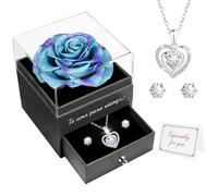 Miofula Rosa Eterna Regalos Originales para Mujer,Flores Preservadas Caja de Regalo con Collar y Aretes,Regalo Aniversario Pareja,Regalo Mujer Cumpleaños,Flor Eterna Regalo Novia Navidad San Valentin