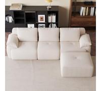 MIOOSUT Sofá esquinero Convertible,Sofá comprimido, Beige, Pana