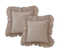 MiOYOOW Funda de Almohada a Cuadros con Volantes, Paquete de 2 Fundas de Almohada, 45,7 x 45,7 cm, Funda de Almohada Decorativa para Decorar sofá, Cama, sofá en casa