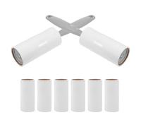 Mipcase Rodillo Quitapelusas Adhesivo para Ropa y Muebles con Mango Gris, Pack con 1 Rollo de 40 Hojas y 6 Rollos de 10 Cm, Adecuado para Pelo de Perro y Gato, Limpieza de Alfombras y