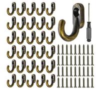 MIPIACE 50 Piezas Perchas Vintage Bronce Con Tornillos y 1 Destornillador Phillips Gancho de Pared Antiguo de Diseño Gancho Perchas Vintage para Abrigos llave Llave Cocina Baños Armarios