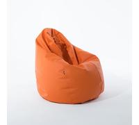 MiPuf - Puff Pera XXL Naranja | Puff con Relleno Incluido EPS de Alta Recuperación | Fabricado en España con Tejido Polipiel Alta Resistencia | Puf Gran Comodidad Doble Costura y Doble Cremallera