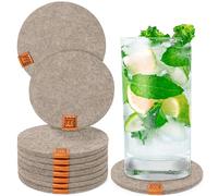 Miqio® Diseño posavasos de fieltro redondos o cuadrados para vasos | Posavasos sostenibles Oekotex de fieltro para vidrio | 10 posavasos para bebidas, velas, tazas, bar, vidrio | Decoración de mesa